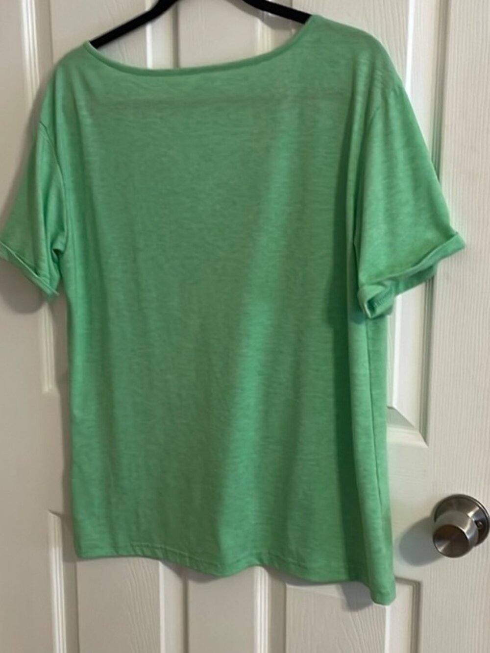 Green Colored Short Sleeved V~Neck T~Shirt. - Picture 2 of 2